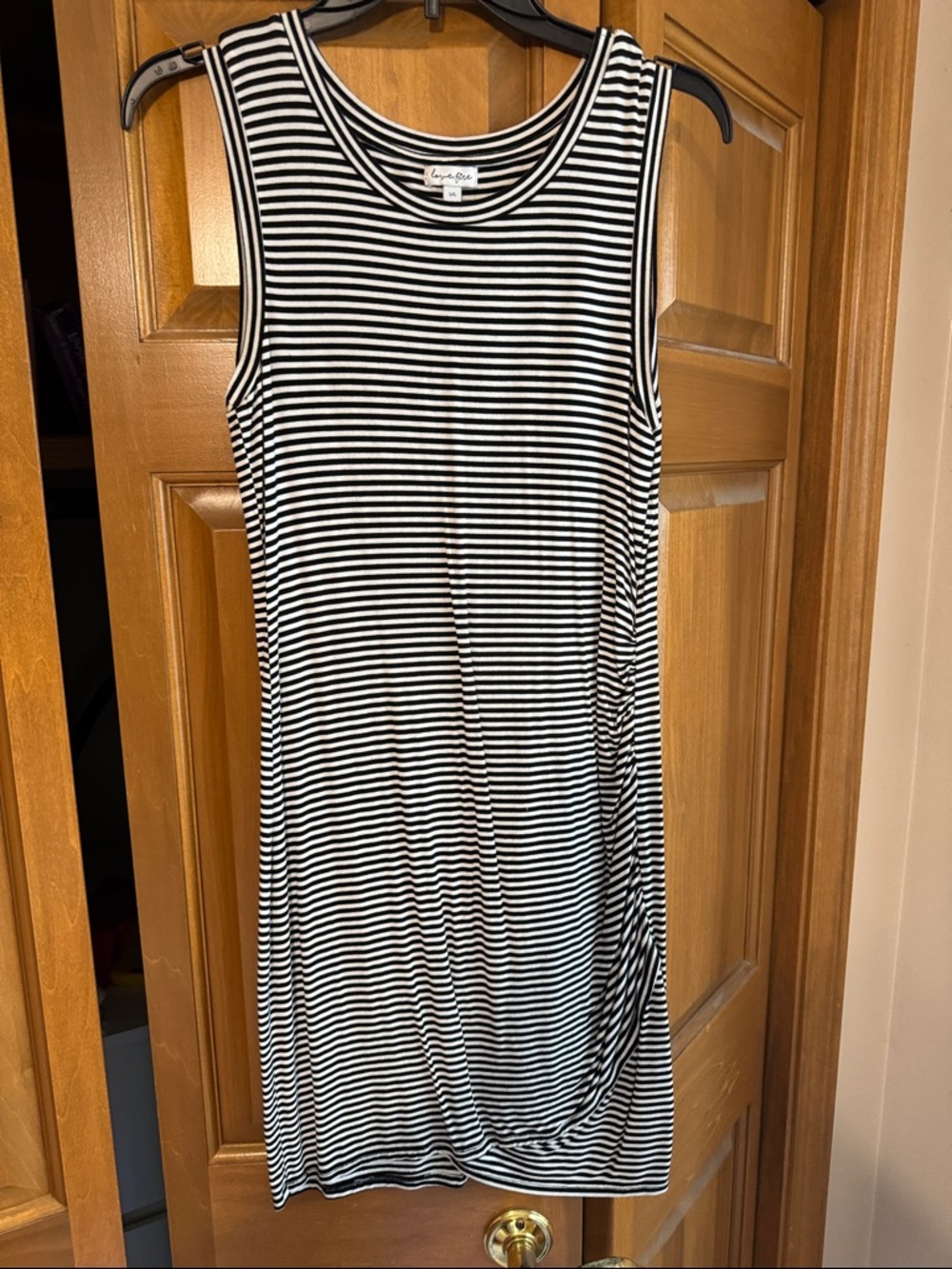 love, Fire Black & White Striped Sleeveless Midi Dress
